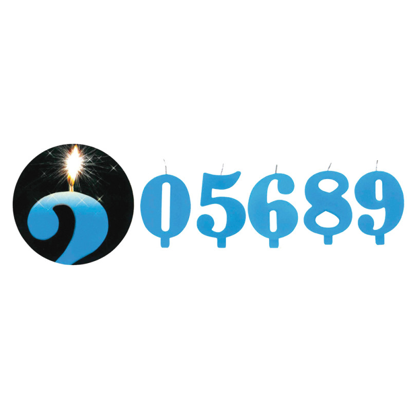Candeline scintillanti 0-9 colore azzurro