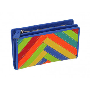 Portafoglio donna DNUP piccolo in pelle con inserti multicolor colori assortiti