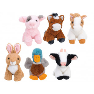 Peluche Pelux animali della fattoria cm 18 in espositore da 9 pezzi
