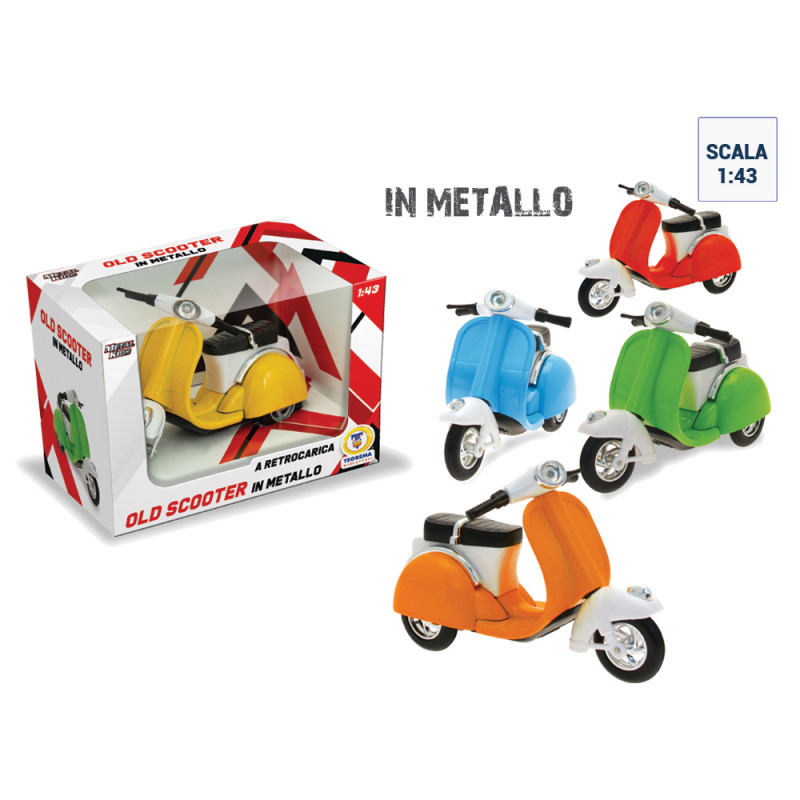 Scooter vintage scala 1:43 in metallo a retrocarica 5 colori