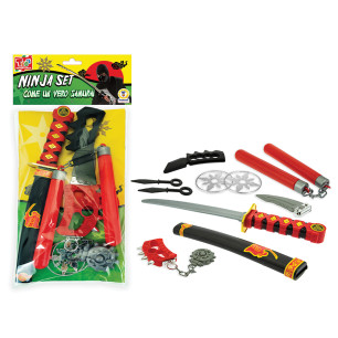 Set ninja giocattolo con katana e acc.ri