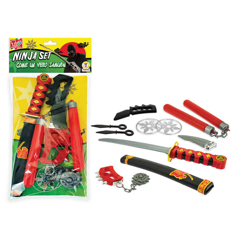 Set ninja giocattolo con katana e acc.ri