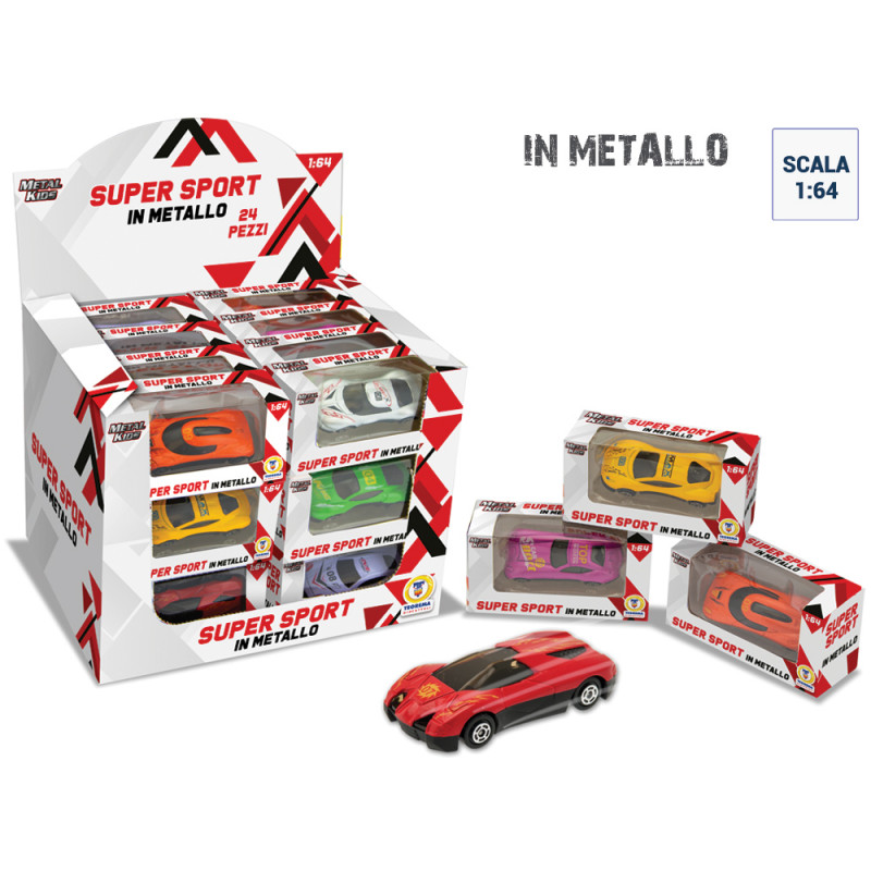 Display 24 auto a ruota libera in metallo 8 modelli