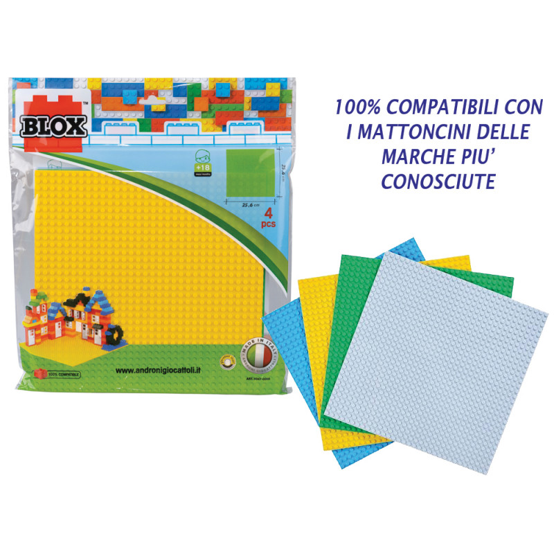 Set 4 piastre Blox compatibili cm. 25 x 25