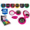Specchietto portatile con spazzola display 24 pz in 6 colori