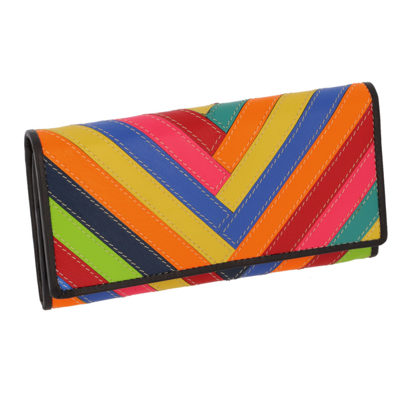 Portafoglio donna DNUP grande in pelle con inserti multicolor colori assortiti