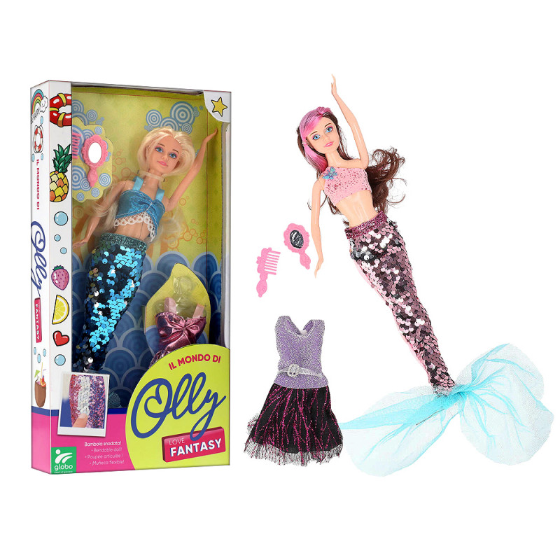 Bambola sirena con vestiti e accessori 2 ass.ti