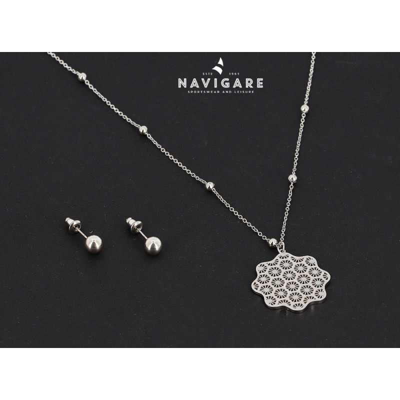 Parure Navigare con collana ciondolo intarisiato mod B e orecchini a lobo