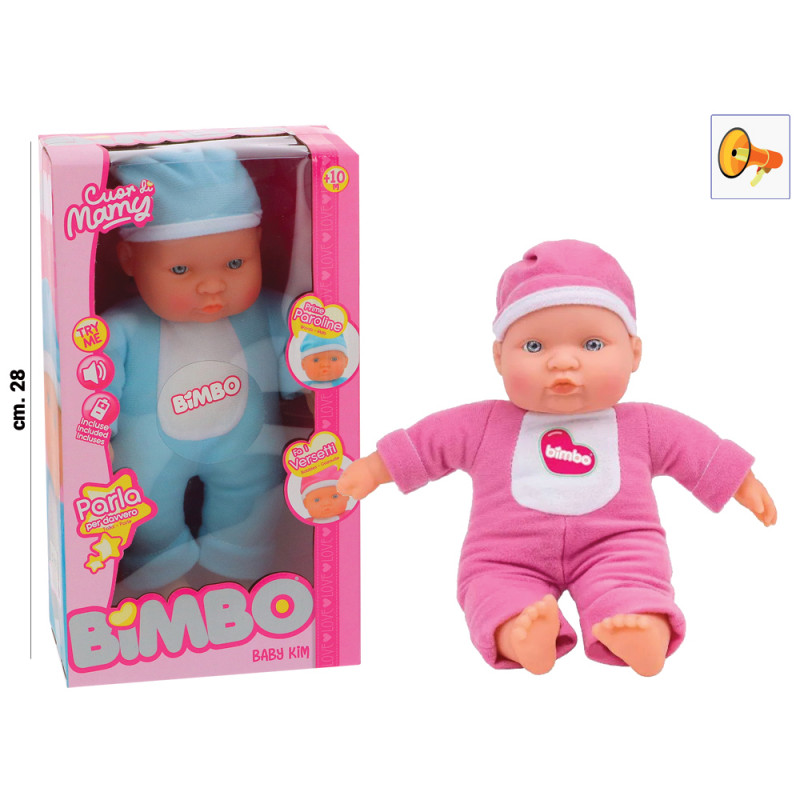 Bambolotto baby Kim cm 28 parla, ride, piange 4 ass.ti