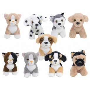 Peluche Pelux cani e gatti cm. 18 in espo 9 pezzi