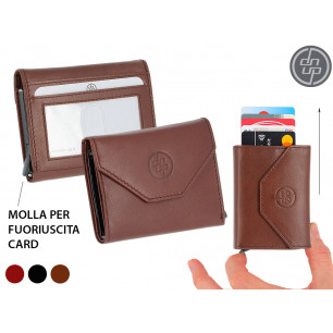 Portafoglio - portacard uomo DNUP in pelle con pattina e bottone colori assortiti