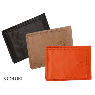 Portacarte DNUP in pelle con bottone colori assortiti