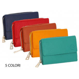 Portafoglio donna DNUP in pelle con bottone colori assortiti