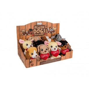 Peluche cane seduto cm. 14 con cuore rosso Love 6 ass.ti