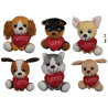 Peluche cane seduto cm. 14 con cuore rosso Love 6 ass.ti