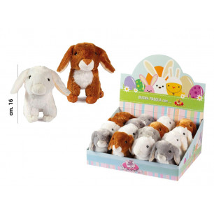 Peluche coniglietto cm. 16 display 12 pz in 3 colori