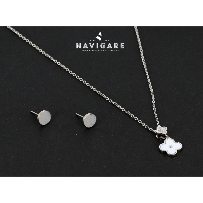 Parure Navigare con fiore e orecchini tondi