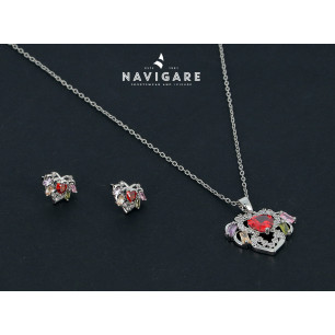 Parure Navigare con ciondolo e orecchini con strass colorati mod D