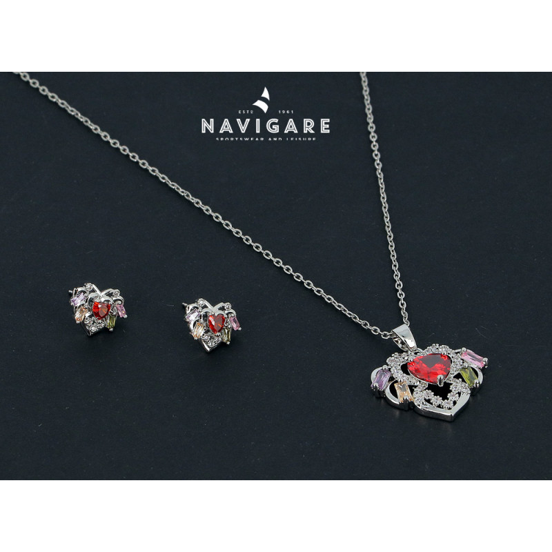 Parure Navigare con ciondolo e orecchini con strass colorati mod D