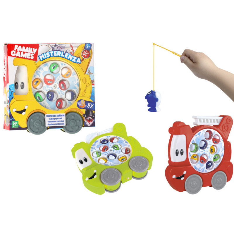 Gioco della pesca veicolo con 9 pesci 3 ass.ti