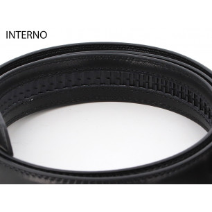 Cintura Police in pelle nera con fibia clips