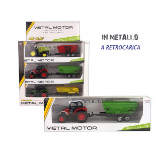 Mezzi agricoli in metallo con rimorchio display 9 pz in 3 ass.ti