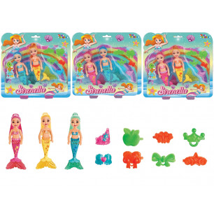 Blister 2 bamboline sirenette con accessori 3 ass.ti