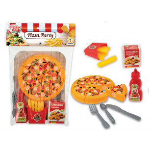 Busta tovaglietta con pizza e accessori fast food