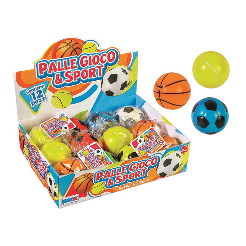 Palline gioco e sport cm. 6 display 12 pz