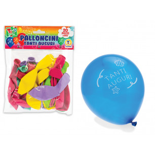 Busta 20 palloncini colorati Tanti Auguri cm. 30