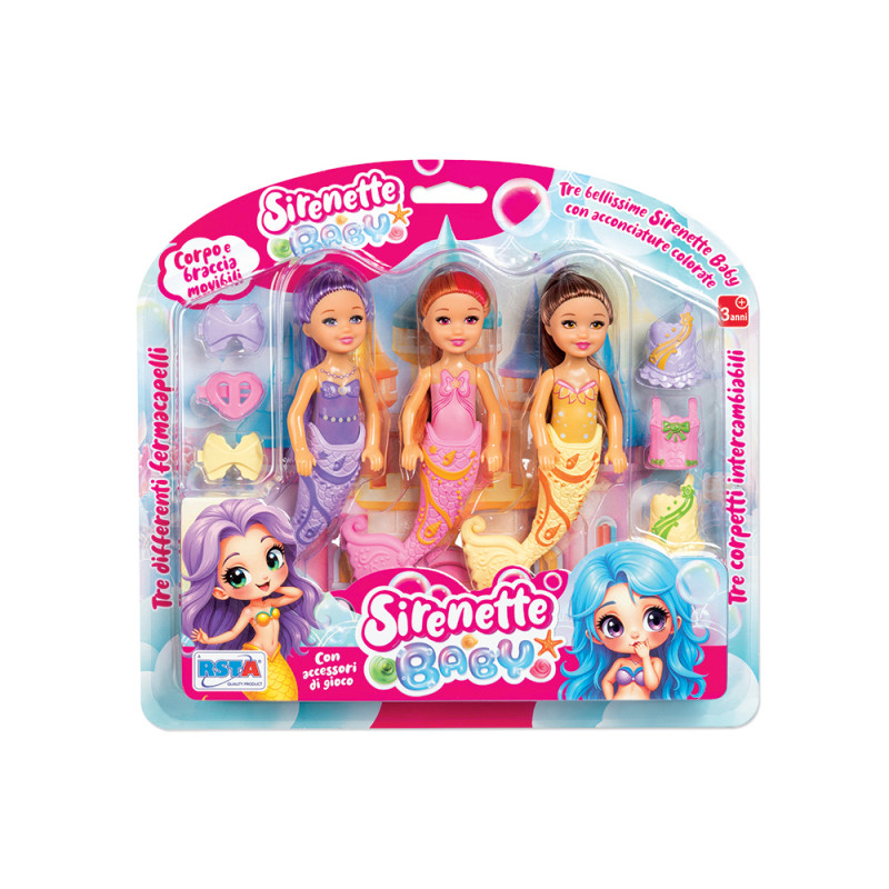 Set 3 sirenette baby con accessori