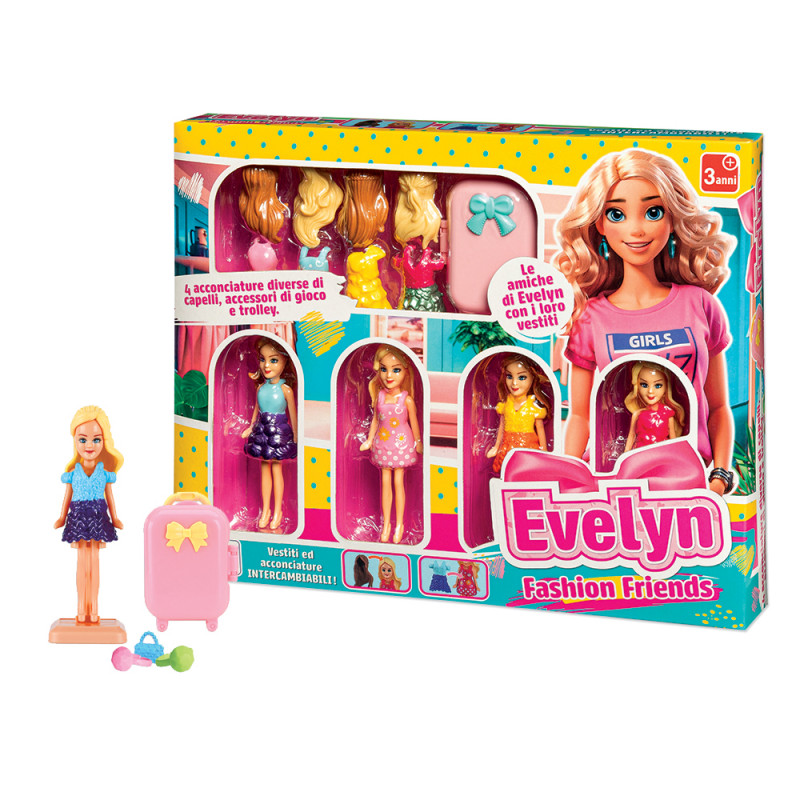 Playset mini Evelyn 4 bambole con accessori