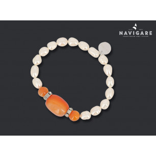 Bracciale Navigare Donna con pietre colorate Arancio e strass