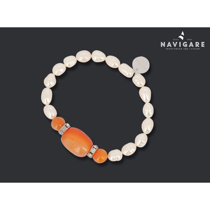 Bracciale Navigare Donna con pietre colorate Arancio e strass