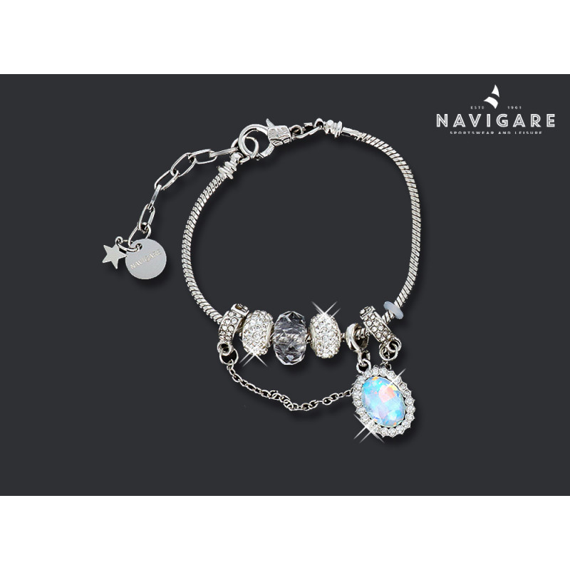 Bracciale Navigare Donna charms e ciondoli pietre bianche