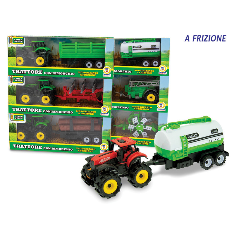 Trattore Linea Verde a frizione con rimorchio 6 ass.ti