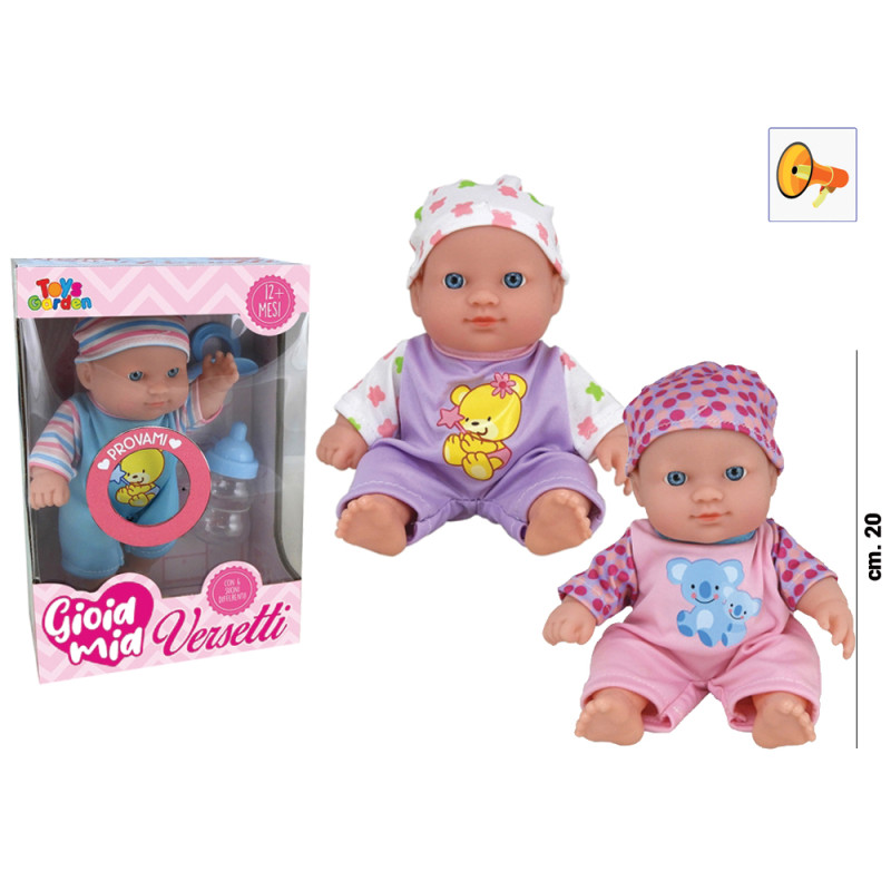 Bambolotto Gioia Mia cm. 20 primi versetti con biberon 3 ass.ti