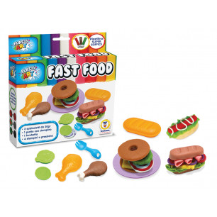 Pasta da modellare Plastiart Fast Food 3x20gr salsicciotti con acc.ri
