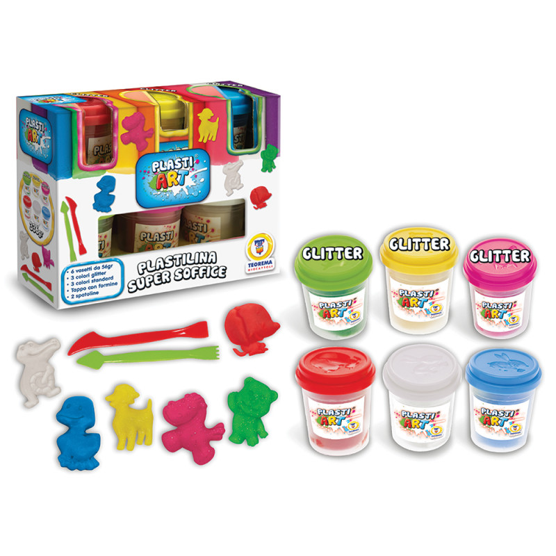 Pasta da modellare Plastiart 6x56gr vasetti con utensili