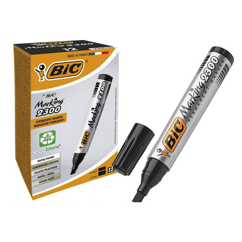 Marker Bic Permanent nero Punta Scalpello