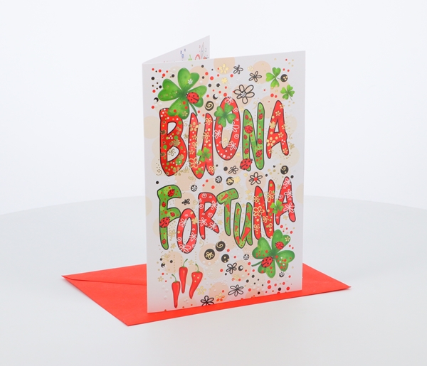 Biglietti Buon Compleanno Fortuna con rilievo